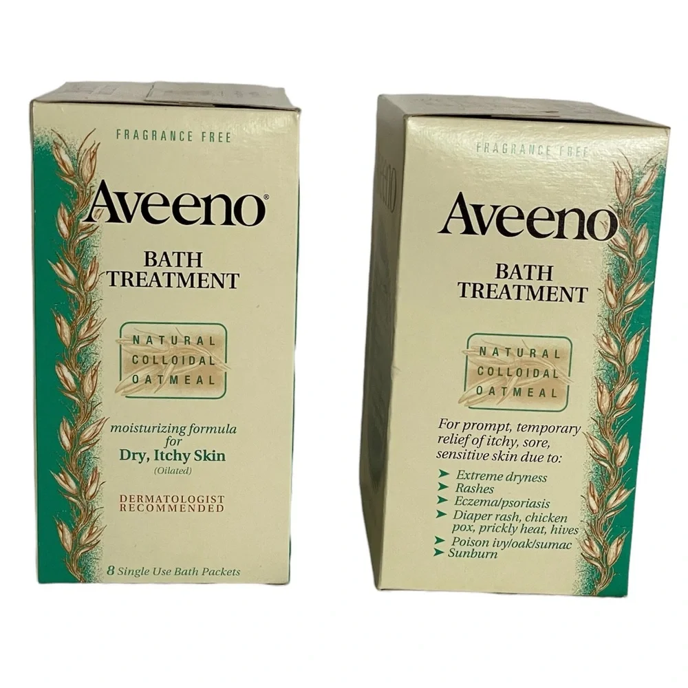 AVEENO Fragrance Free Bath Treatment Packets Two Boxes of 8 Single Use Packets